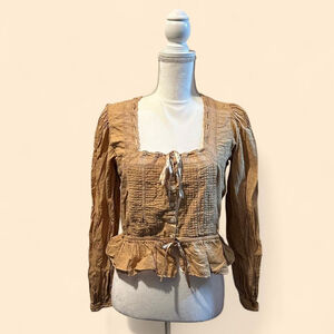 American Eagle Tan Peasant Blouse